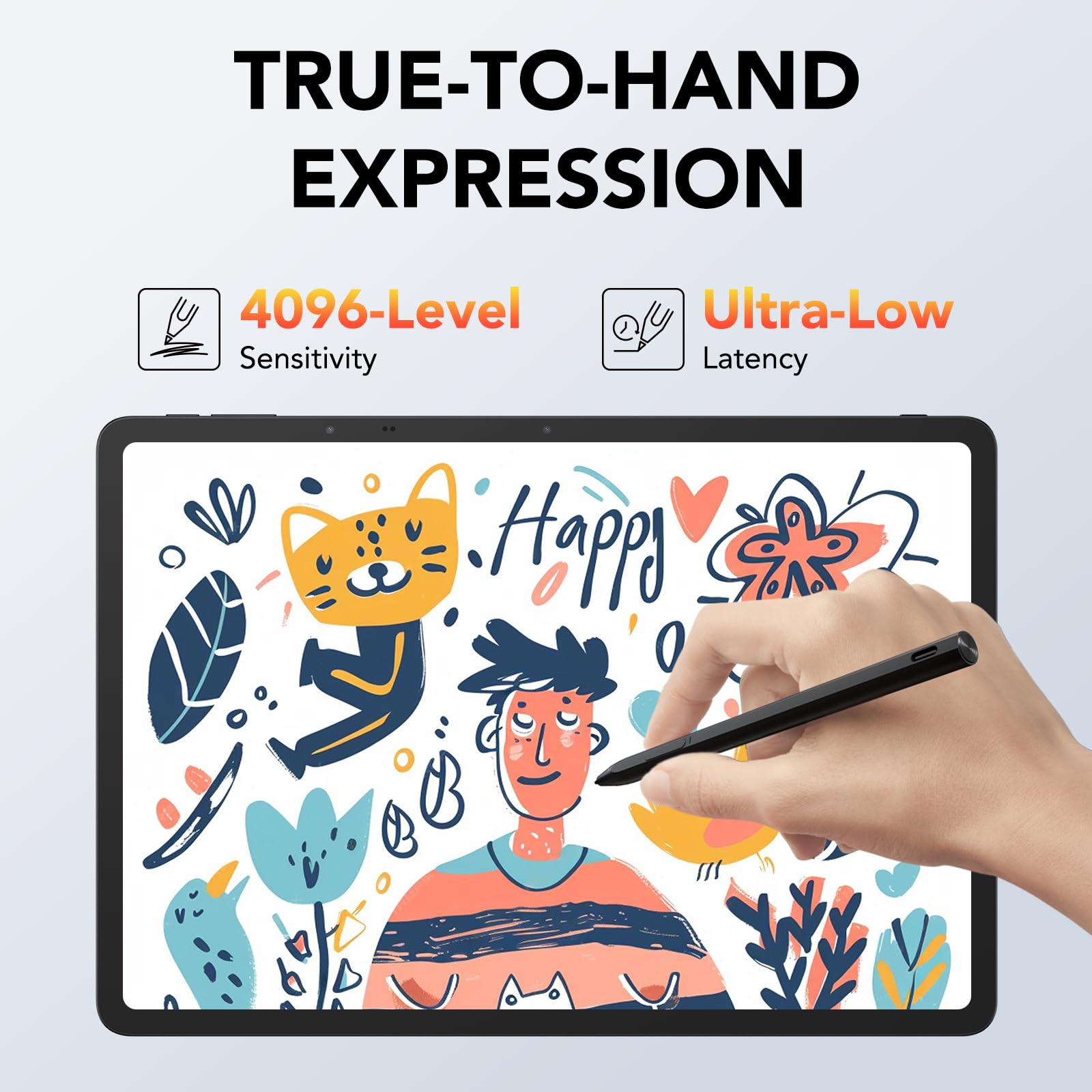 TCL Stylo T-Pen - Compatible NXTPAPER 14/11 Plus/Table 11 Gen 2-4096 Niveaux, Latence Ultra-Faible, Pointe remplaçable - Noir