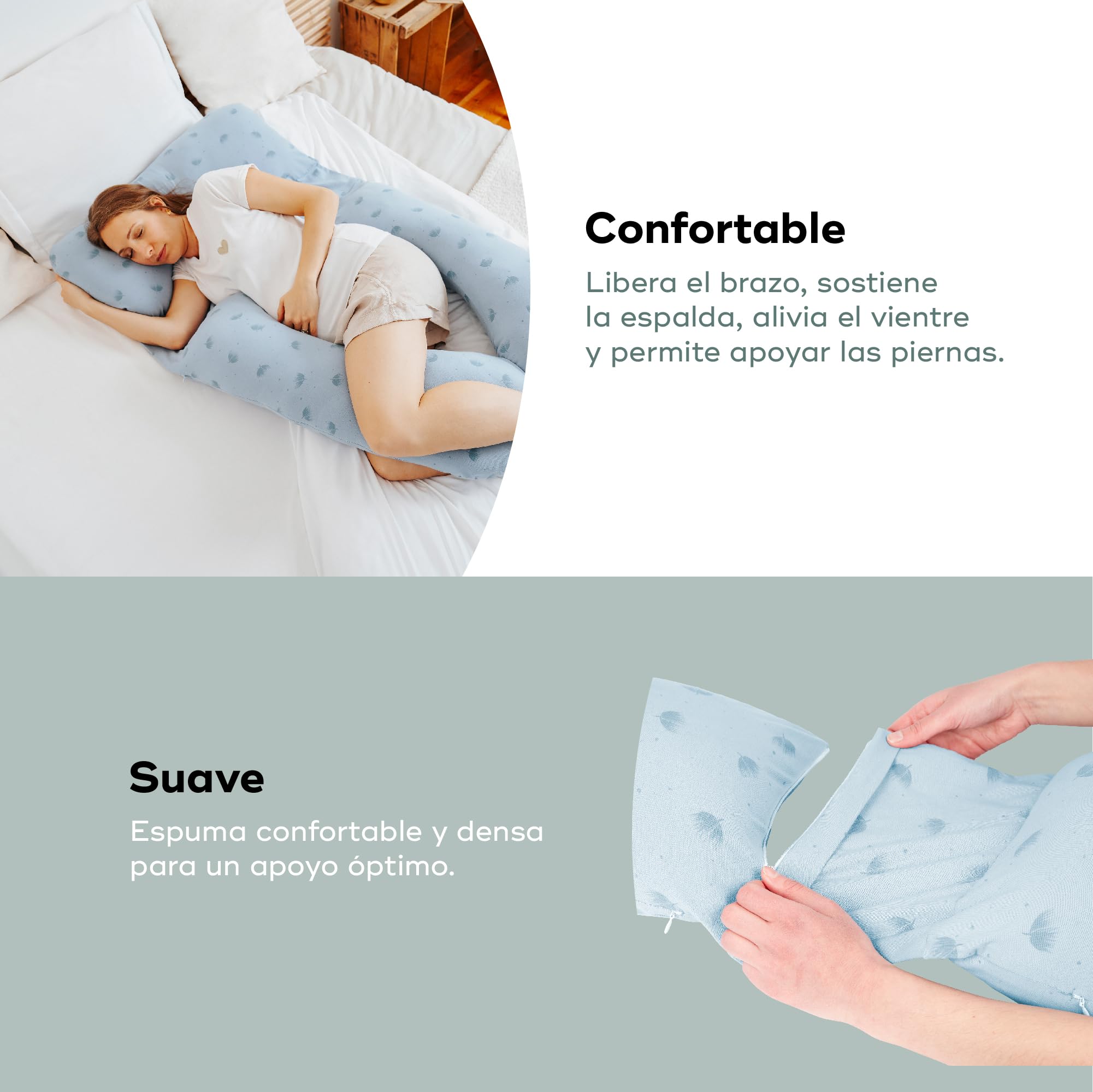 Babymoov B.LOVE XXL Cojín de Maternidad desmontable, certificada OEKO-TEX®, fabricada en Europa - Wind Blue