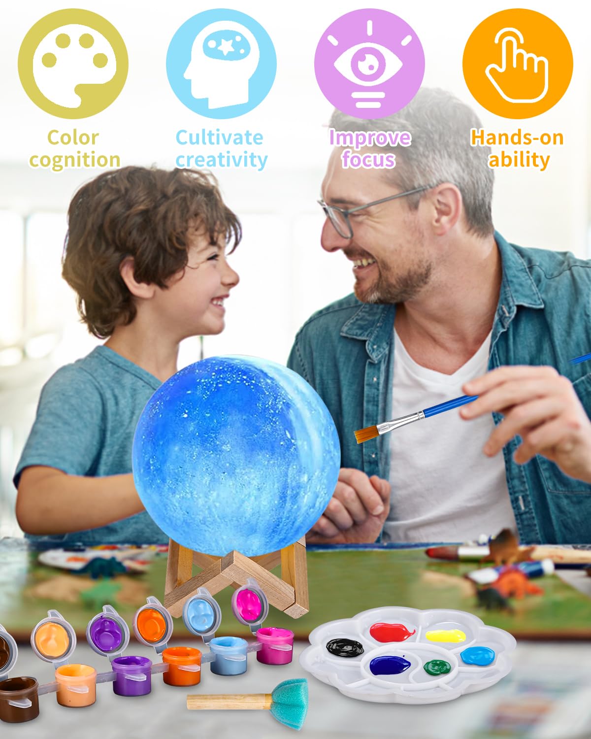 Kit Peinture Enfant Avec Lampe De Lune, Veilleuse De Peindre 3D
