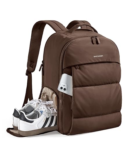 BAGSMART 30L Travel Backpack for Women, Carry on Backpack for Airplanes, Gym Backpack with Shoe Compartment, Lightweight Travel Bag Fits 15.6 Inch, Water-Resistant, Chocolate - Chocolate
