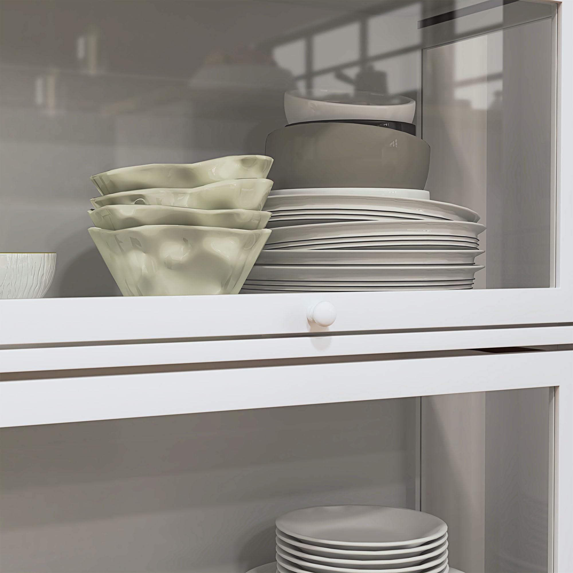 HOMCOM Vitrina de Coleccionista de 4 Niveles Armario Auxiliar con Puertas Abatibles de Acrílico Anti-vuelco Vitrina para Estudio Dormitorio Oficina 59x30x139 cm Blanco