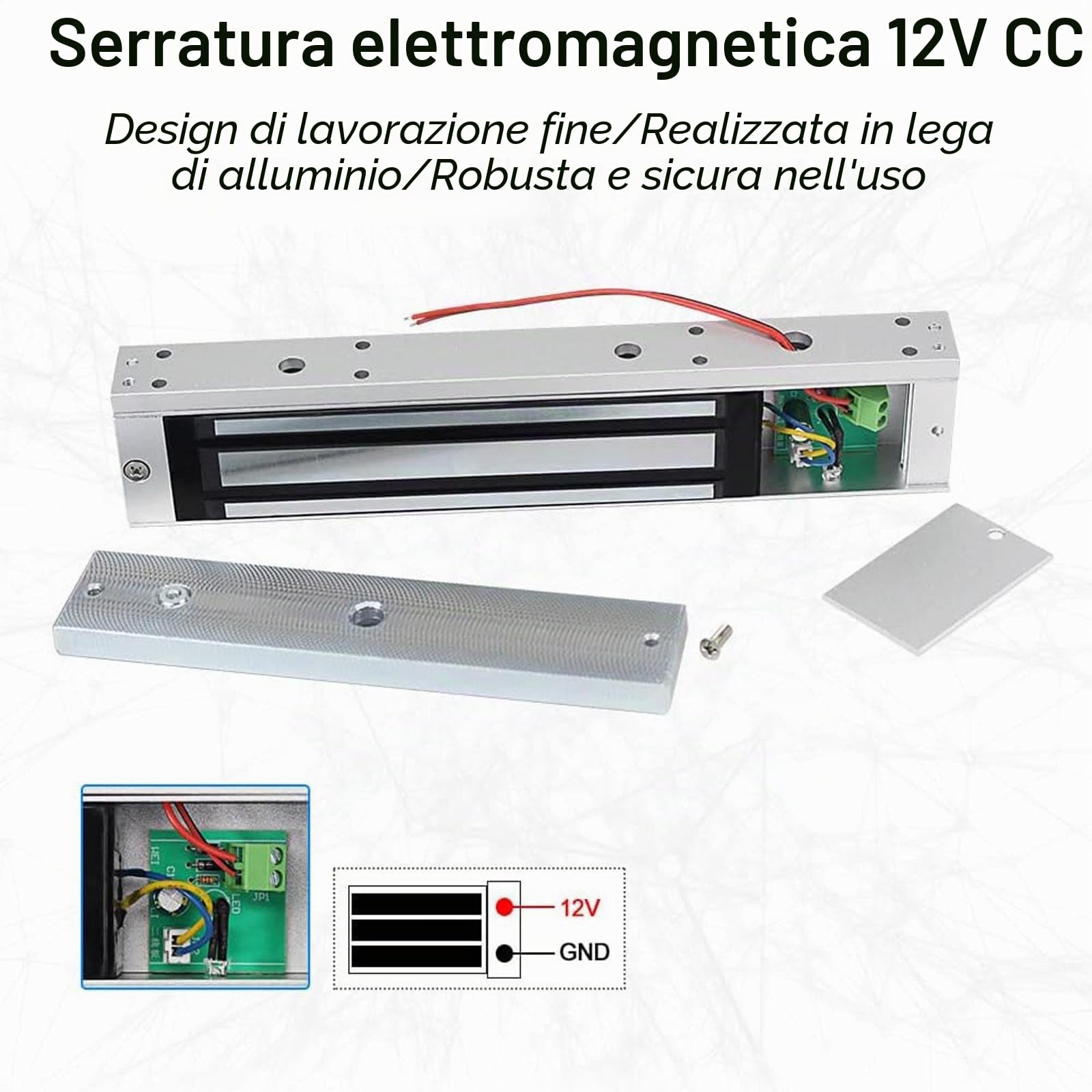 Serratura Magnetica Elettrica 280KG, Elettromagnete Porta con Staffa ZL | DC 12V Fail Safe NC, Serratura per Controllo Accessi, Sistema Sicurezza Porte in Vetro Legno e Metallo