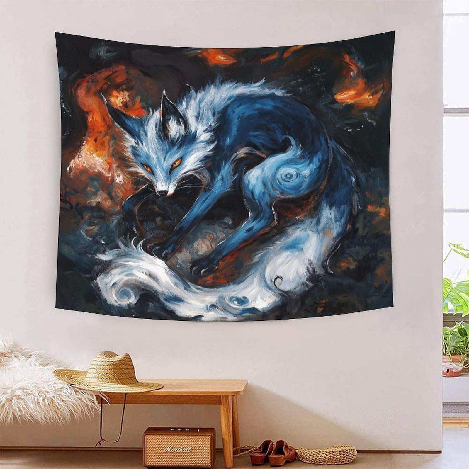 Couverture murale imprimee renard 3D pour habiller un mur vide de salon