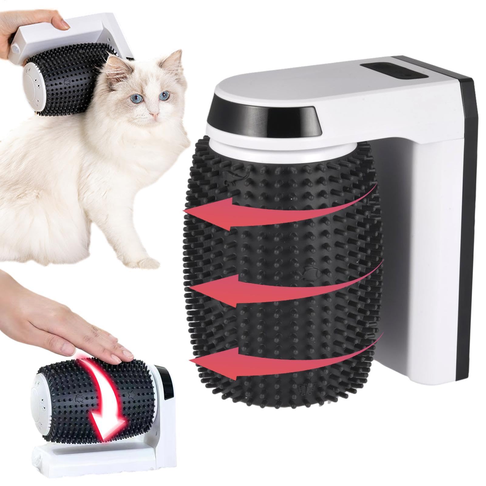 Cepillo de aseo automático para gatos, masajeador eléctrico de , con bolsa de hierba gatera, soporte de pared, cepillo de aseo para gatos largos y cortos | de hierba gatera, soporte de pared, cepillo de aseo para gatos largos y cortos