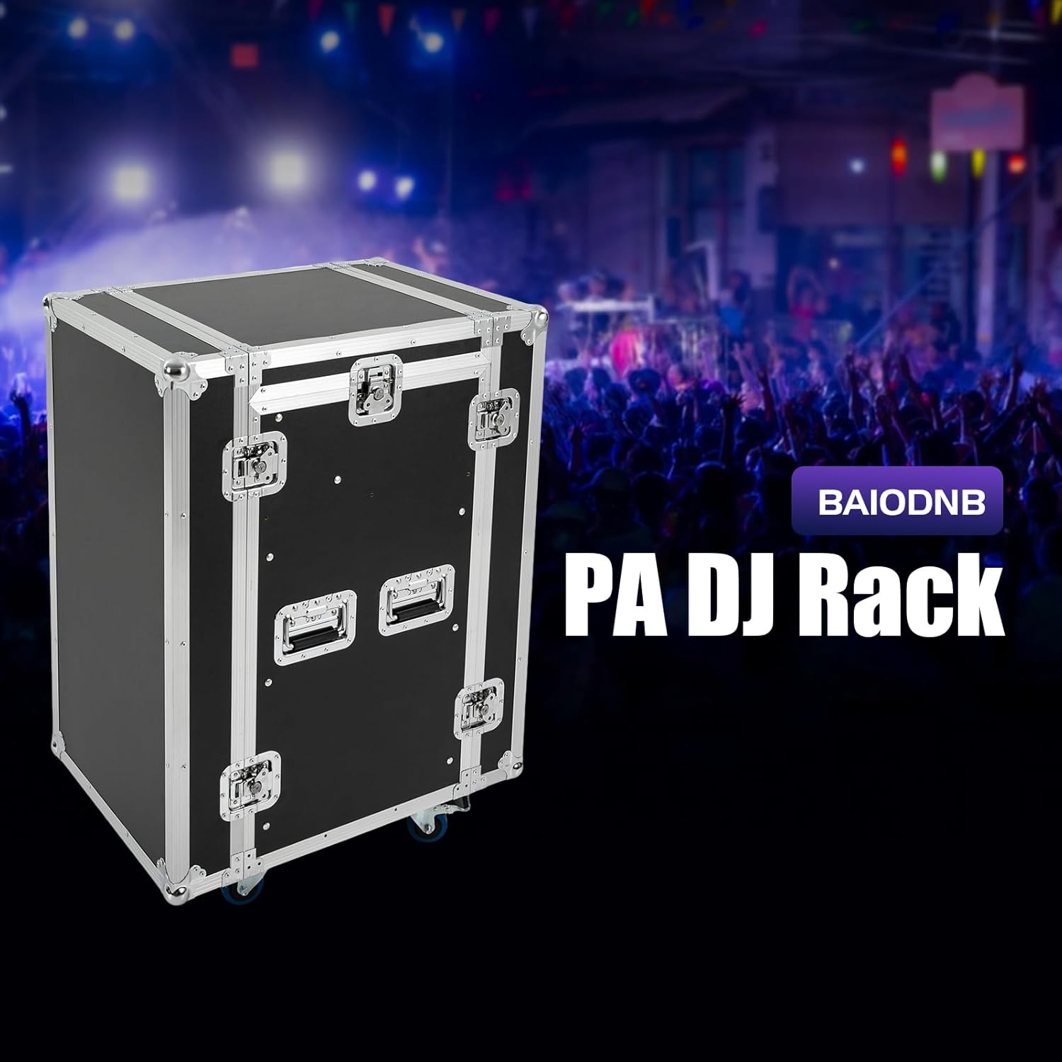 12U Recording Studio Racks, Audio Rack/Road Case Vertical Rack with Table with 4 Wheels,PA DJ Cabinet Up to 66.19LB for Studios, Home Theatres, KTV