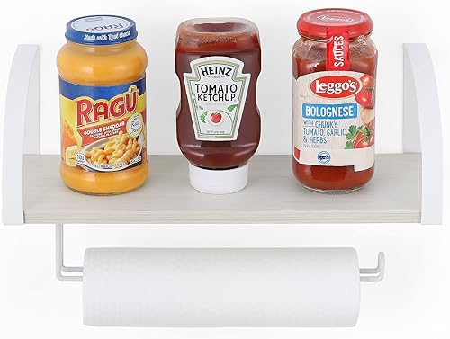 Miniatura 7 de Toallero de papel de madera de granja para debajo del gabinete, soporte para toallas de papel con estante de almacenamiento para cocina, baño,