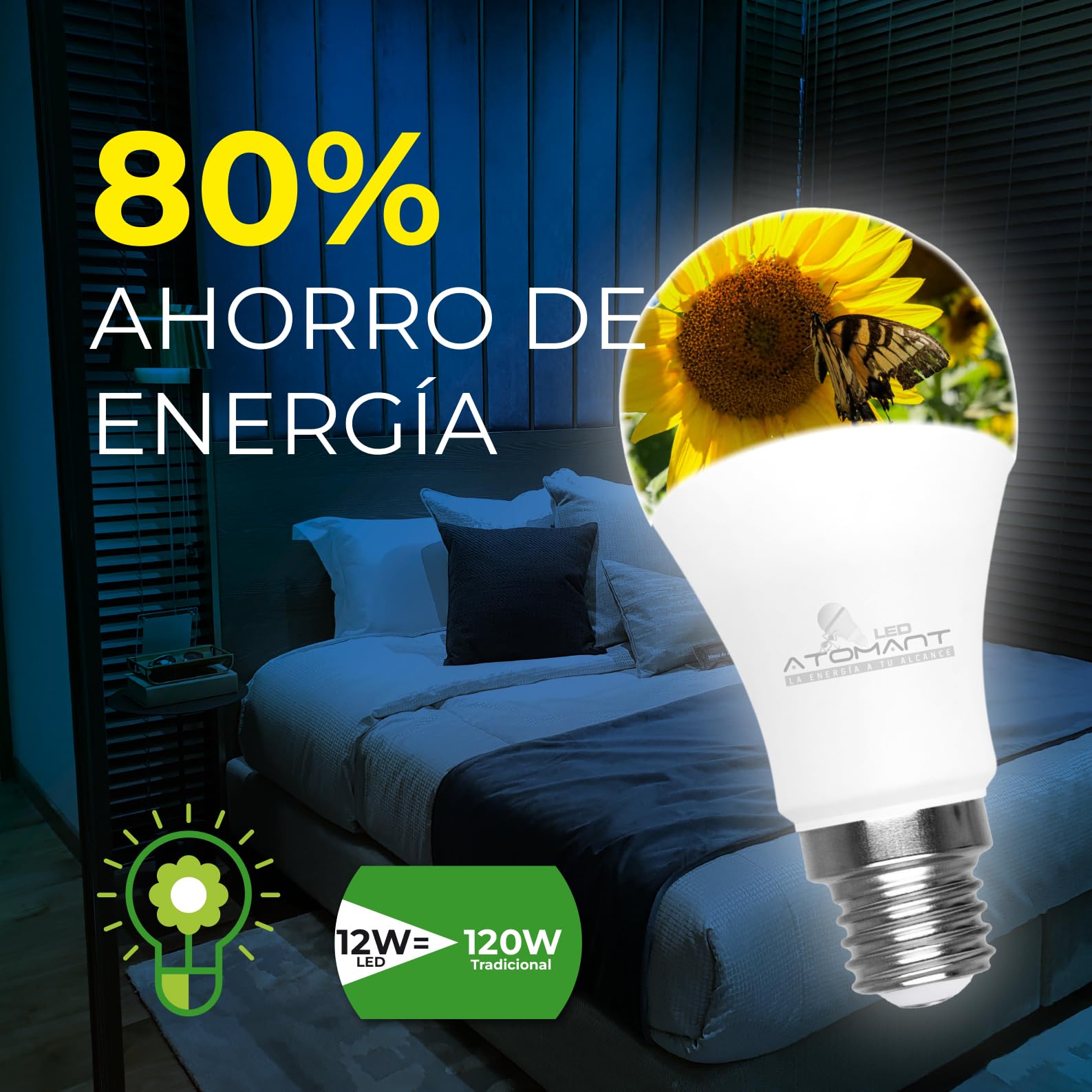 LED ATOMANT 100x LED Lampe E27 A60 12W Kaltweiß 1300lm | Großer Sockel, 6500K, Globuslampe
