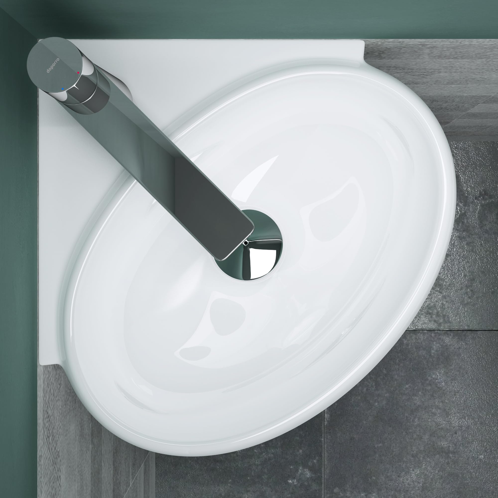 Mai & Mai Lavabo da Appoggio 39,5x38,5x14,5cm in Ceramica, Bianco | Lavabo Bagno Sospeso, Lavandino Bagno, Brüssel002, Nano Rivestimenti inclusi