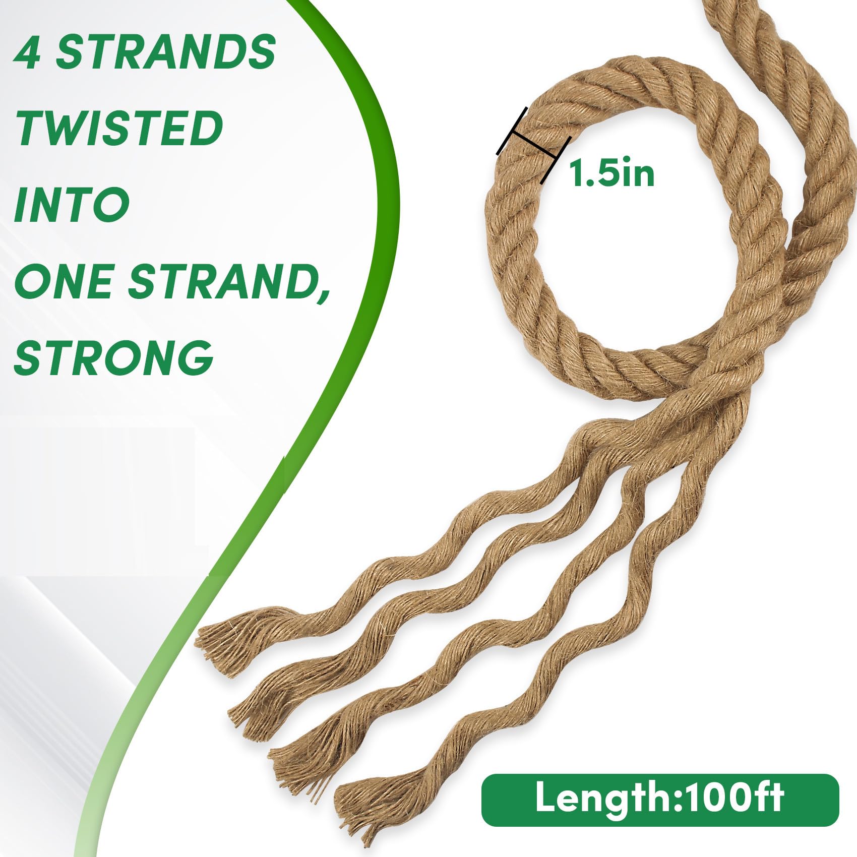 Jute Rope, Hemp Rope, 30MM Natural Jute Twine 10m Twisted Hemp Rope Twisted Manila Rope for Crafts Tug of Rope Luggage Rope (Size : 30mm 5m) (Size