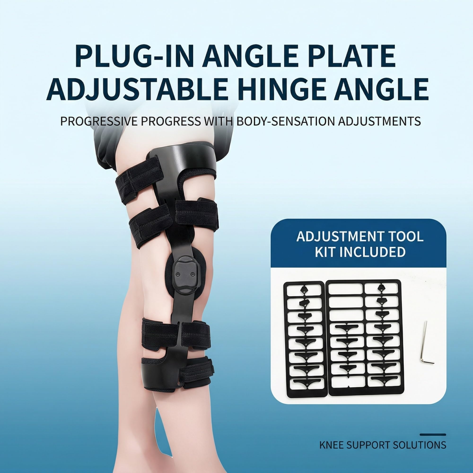 Kniebandage mit Gelenkschiene zur Stabilisierung Einstellbare ROM Knieschiene für Kreuzband Riss Meniskus Verletzung Sport Knieorthese für Damen Herren Atmungsaktiv Gelenkschutz(Links,M)