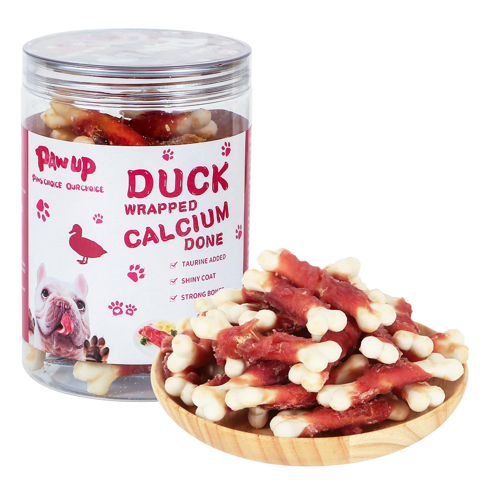 PAWUPDuck Dog Treats, Calcium Bones Chews, Rawhide Free, Natural Snacks for Samll Dog w/Taurine,12.5 oz