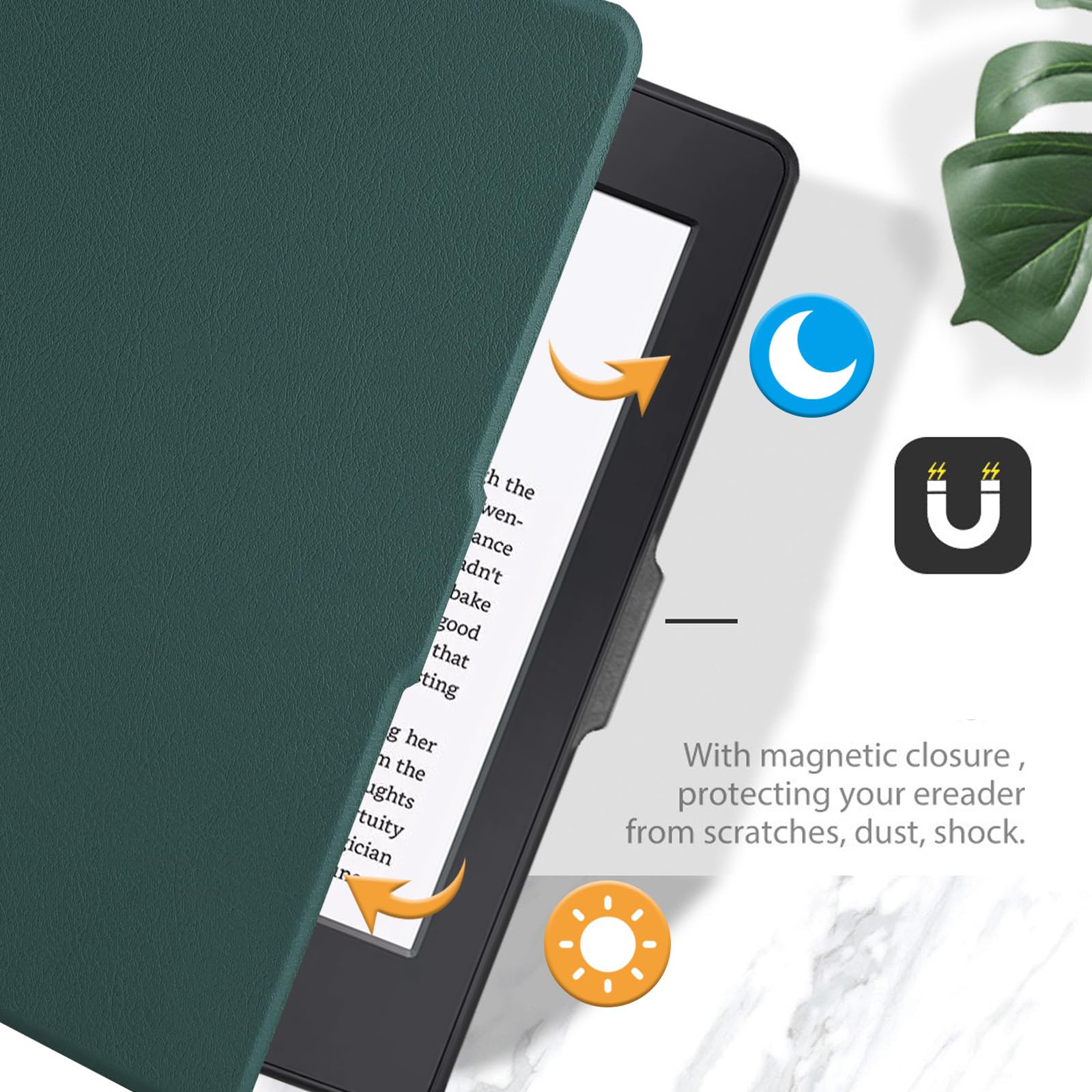 Inteligentne etui kompatybilne z czytnikiem e-booków Kindle Paperwhite 5., 6., 7. generacji (wydanie 2012-2018 – model nr: EY21 i DP75SDI), zawiera osłonę ekranu – wysokiej jakości pokrowiec ze skóry