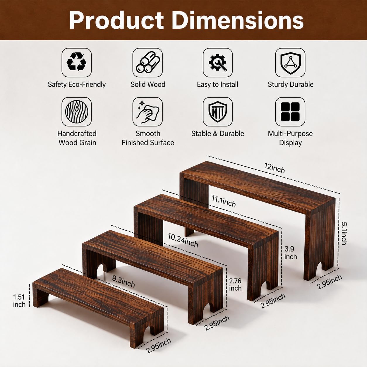 2 Set Wooden Risers Display Stands,Cupcake Stand for Vendor Events
