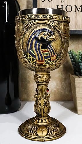 Miniatura 2 de Ebros Gift Antiguo Egipcio Dios del cielo y guerra victoria Horus 6oz resina vino cáliz cáliz con forro de acero inoxidable bebida taza Heru con