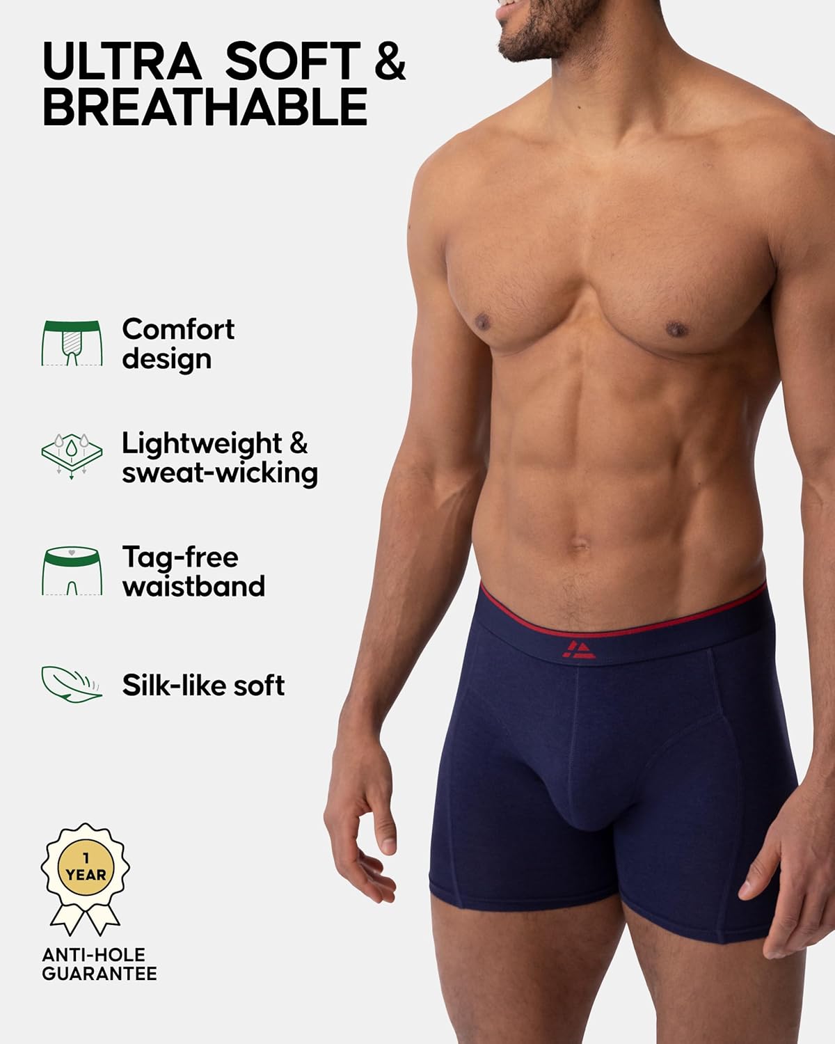 DANISH ENDURANCE Men's Bamboo Viscose Boxer Briefs (3-Pack) – Ultra-Soft, Breathable, Tag-Free, With/Without Fly - Image 2