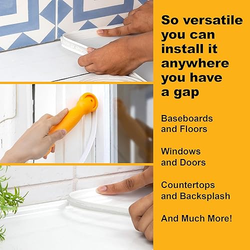 Miniatura 4 de Kit de Tira de Moldura Flexible Autoadhesiva InstaTrim - Instalación Rápida y Fácil con Resultados Profesionales - 20 pies de Cinta de Calafateo