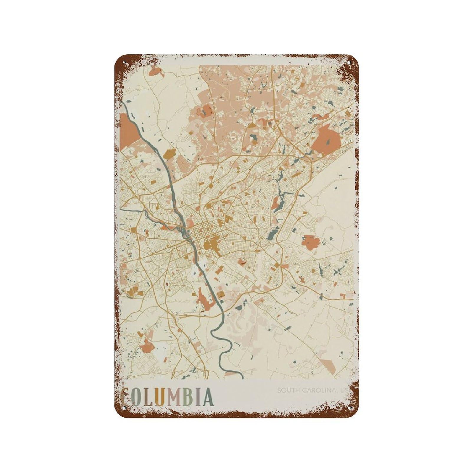 xiaoxiaoshen Columbia Map South Carolina Travel Gift Boho (2) Wall Decor Art Metal Tin Poster Modern Home Decor Art Home Bar Shop Decorations Vintage Sign 30x20cm