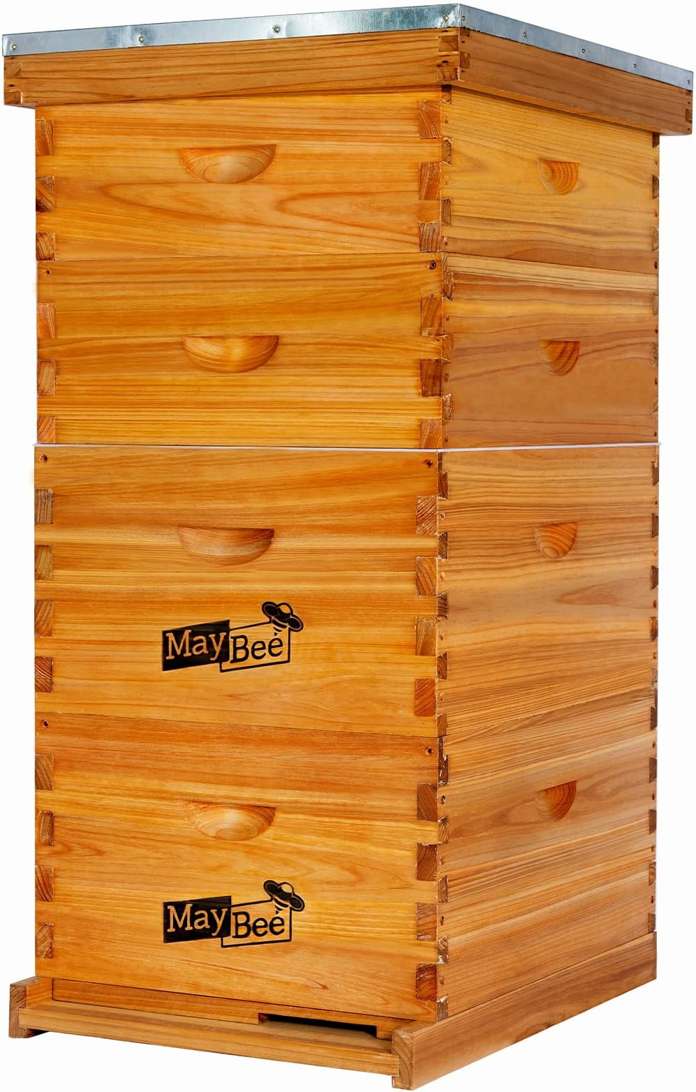 MayBee 10-Frame Langstroth Beehive Dipped in 100% Beeswax, Complete Bee Hives and Supplies Starter Kit Includes 2 Deep Hive Bee Box and 2 Bee Hive Super with Beehive Frames and Foundation