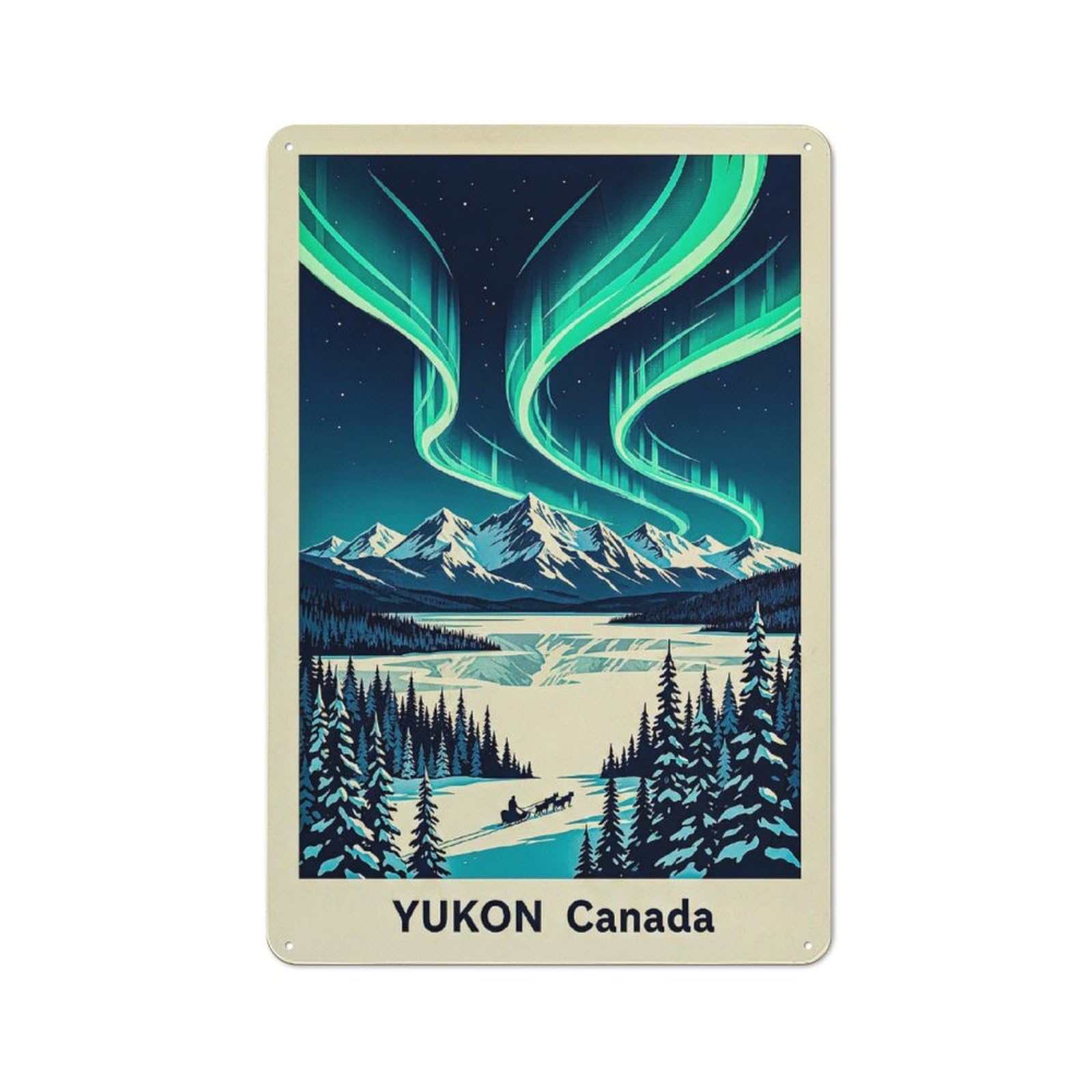 Junmoney Style-22 Yukon Canada Aurora Borealis Cafe Metal Sign 30X20cm, Bistro Style Bistro Wall Plaque For Coffee Bar, Small Shop Or Dining Room
