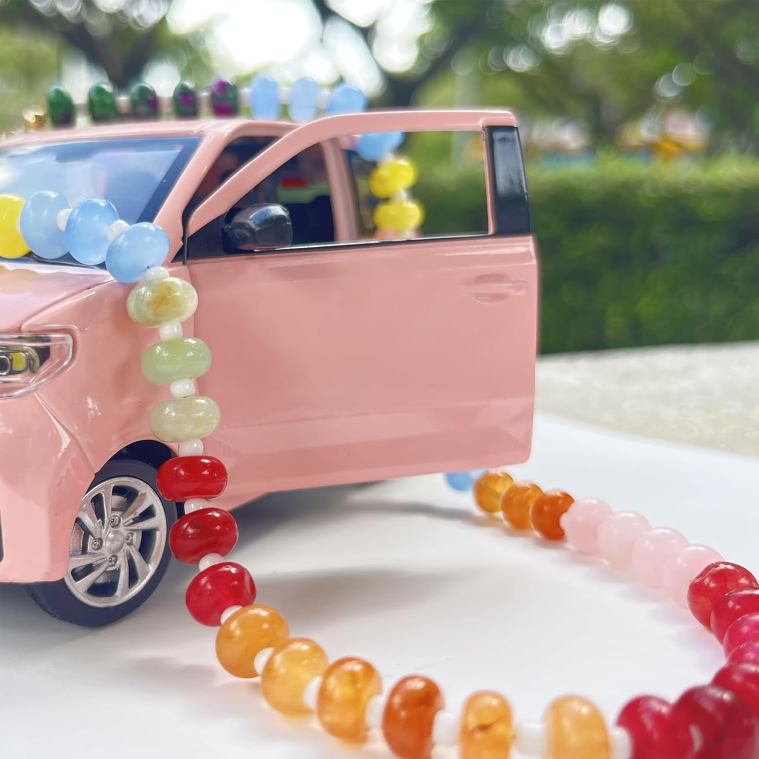 Beaded Necklace for Women, 17 Inch Colorful Rainbow Necklace Boho Bead Choker Necklaces - Natural Stone Necklaces Gift for Women Mom Grandma - Image 5