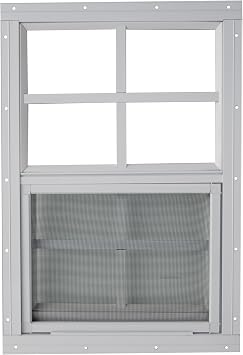 Shed Window 14x21 White - Vertical Slider with Tempered Glass & Bug Screen.