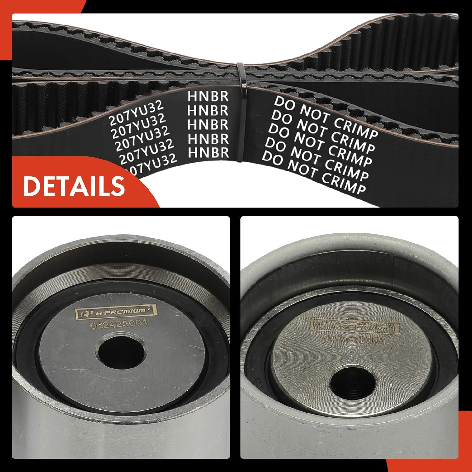A-Premium Engine Timing Belt Kit Compatible with Hyundai Sonata 1999-2005, Santa Fe 2001-2006, Tucson 2005-2009, Tiburon 2003-2008 & Kia Optima Magentis 2001-2006, Sportage 2005-2010 - 2.5L 2.7L