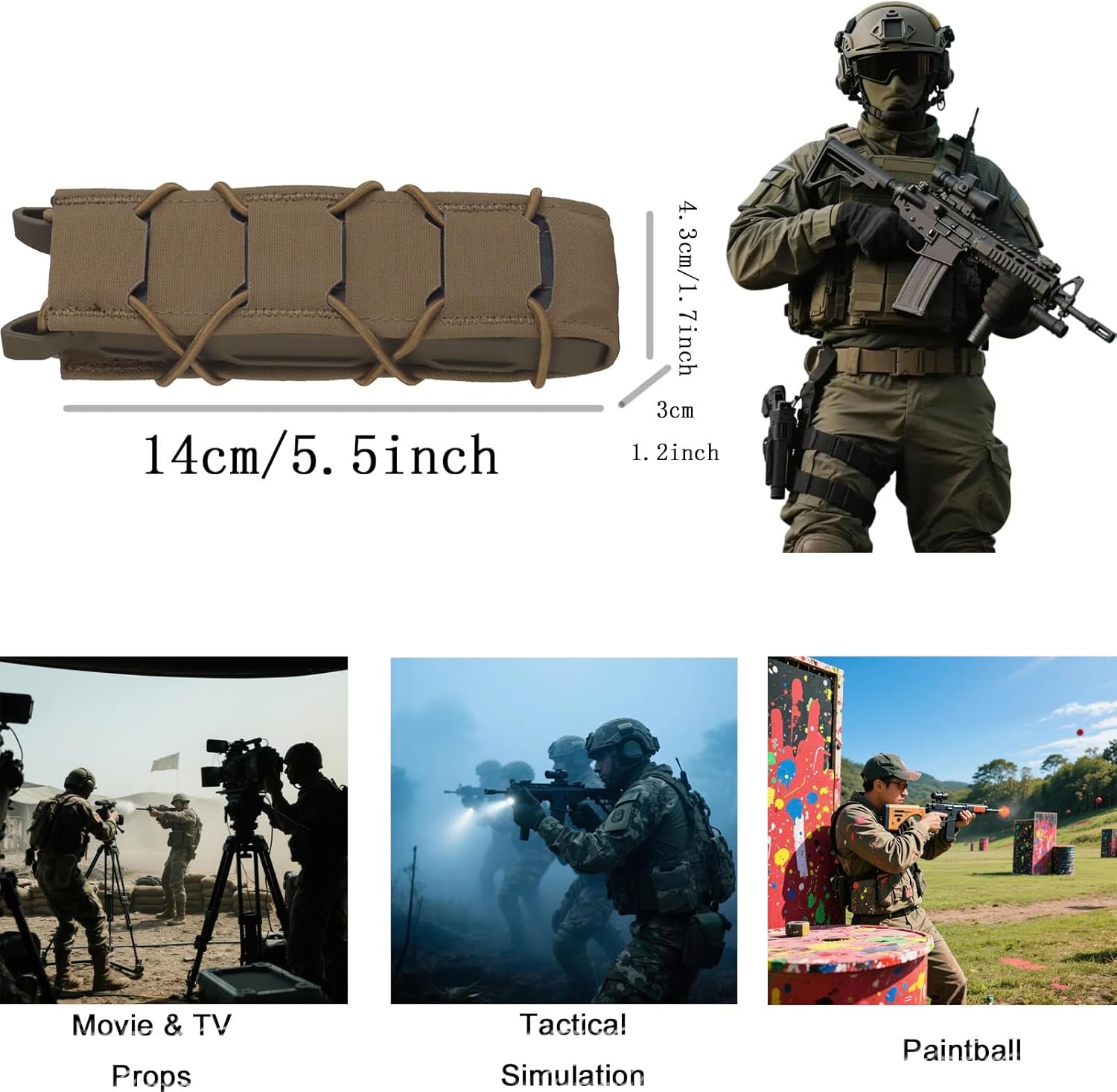 2-Piece Tactical Multifunctional Camouflage Stretch Mag Pouch with MOLLE System and Adjustable Elastic Tool Organizer Pouch
