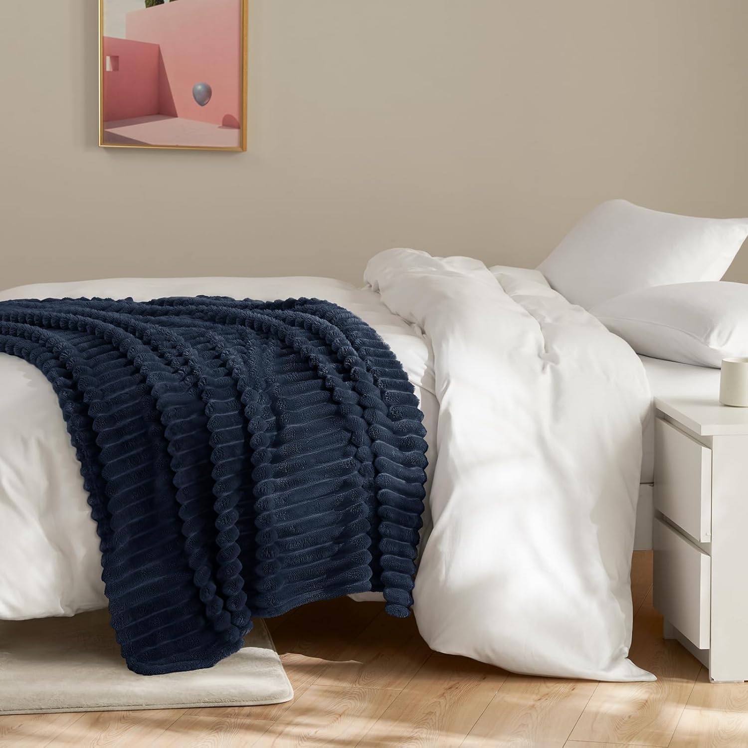 Soft Navy Blue Twin Blanket for Bed - 300GSM Cozy Fleece Blanket for Men, Small Lightweight Bed Blankets Graduation Birthday Gifts for Her Him, Home School Dorm Decor, Navy Blue, 60x80 Inches - Image 8