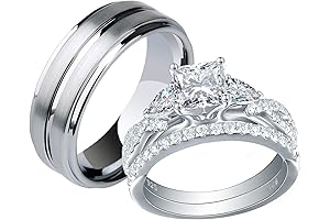 High Polished Tungsten Wedding Bands Rings for Him and Her Set