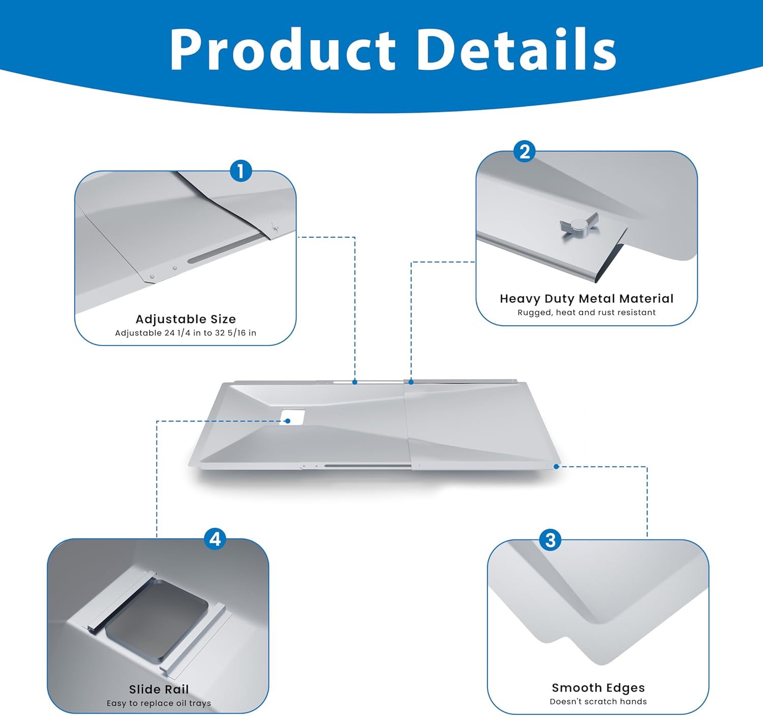 Adjustable Grease Tray with Catch Pan, Grease Tray Replacement Parts for Nexgrill Grills, Drip Pan Replacement for Expert Grill, Universal Grease Drip Pan for Kenmore Dyna Glo Gas Grills