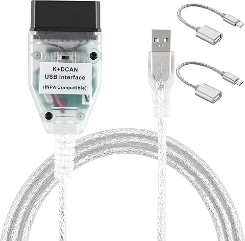 LZLRUN K+CAN K+DCAN Herramienta de diagnóstico de coche Cable OBD USB Interfaz para BMW con FT232RL NCS Codificación Winkfp Tool32 Programación (con