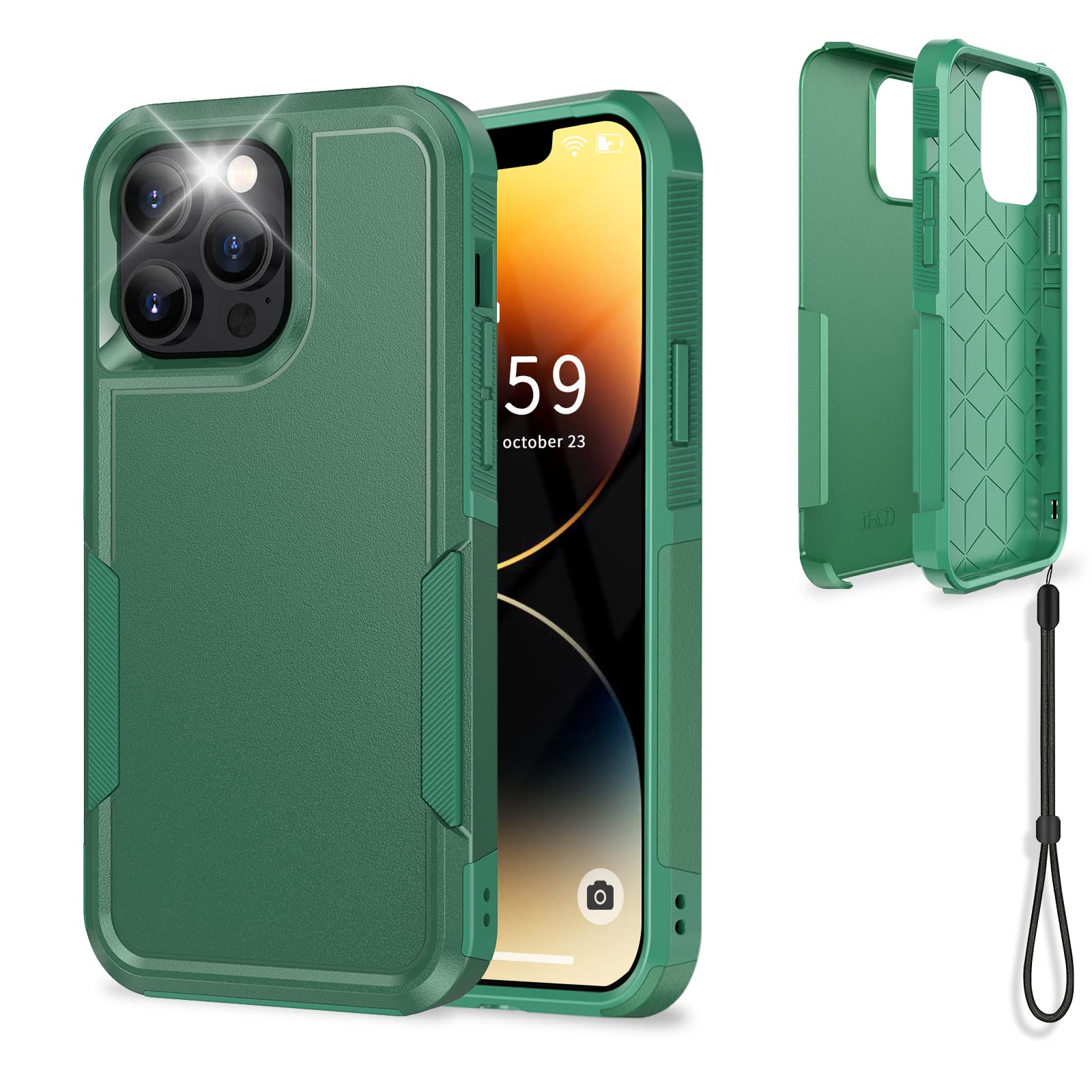 Unitedtime Compatible with iPhone 14 Pro Max Case Drop Protection Rugged Shockproof/Dust Proof Military Protective Tough Phone Cover for Apple iPhone 14 Pro Max (Green)