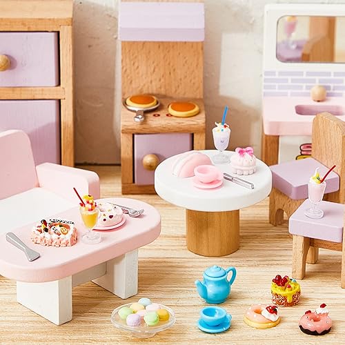 Miniatura 5 de Chivao 48 piezas en miniatura de alimentos para bebidas, botellas, juguetes mixtos de simulación para casa de muñecas, accesorios de cocina, mini