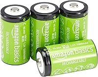 Vista 1 de Yaxa Basics Baterías recargables de células C, paquete de 4, NiMH, 5000 mAh, recarga hasta 1000 veces, precargadas