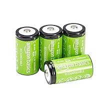 Amazon Basics, 4 batterie ricaricabili C NiMH, 5000 mAh, ricarica fino a 1000 volte, pre-caricate