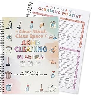 ADHD Cleaning Planner & Schedule Organizer - Daily Weekly Monthly Checklist Book for Adults Teens, Household Cleaning Notebook & Tracker (White)