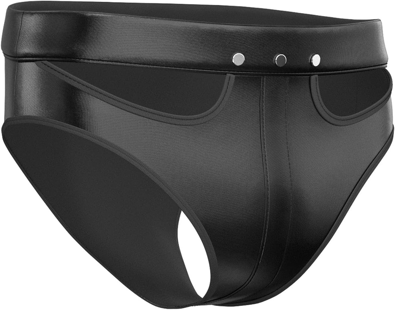 Men's Sexy Soft Matte Leather Shorts Low Rise Black Lingerie Underwear Stretch Bulge Pouch Underpants
