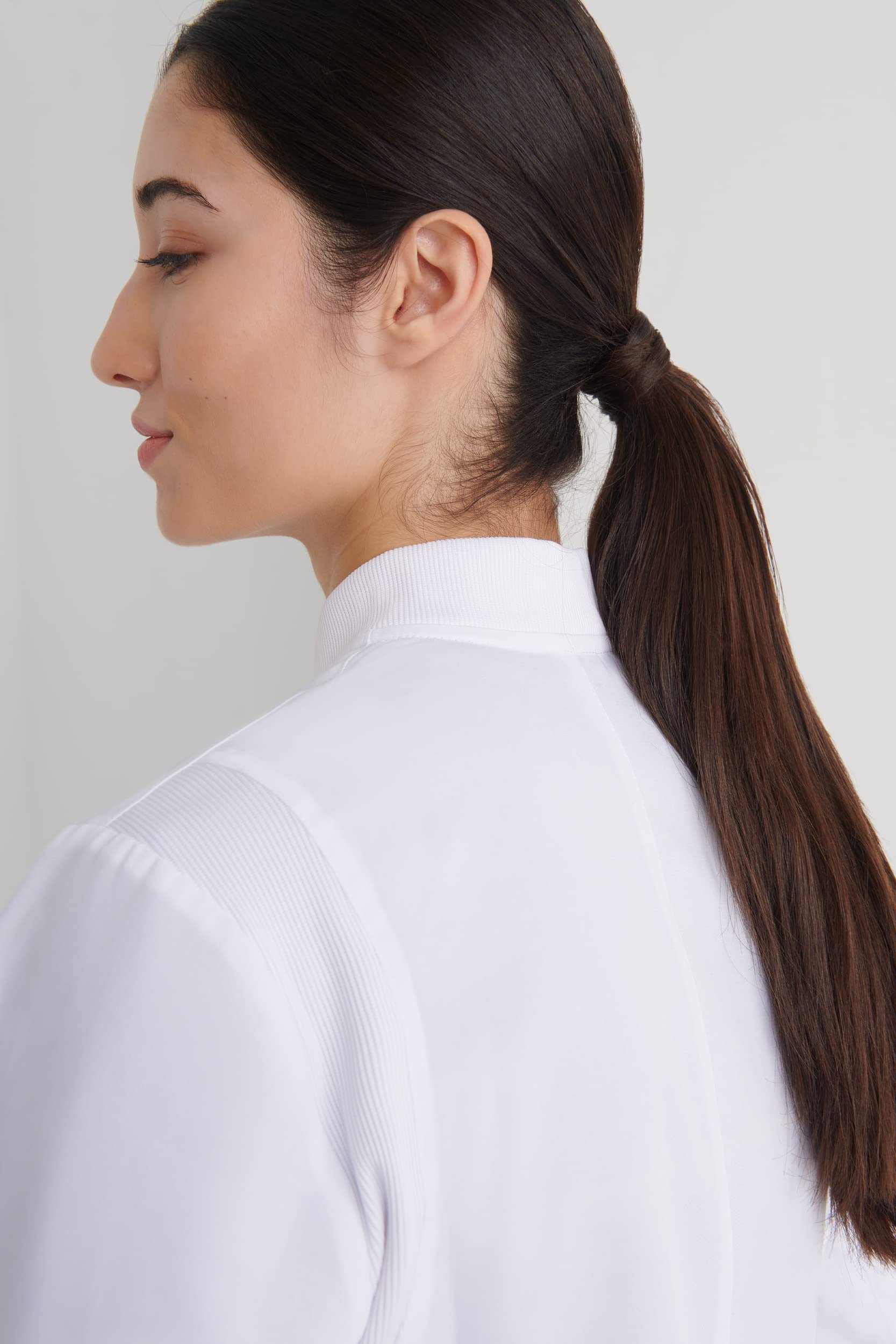 Bata Blanca Mujer con Cremallera Slim Fit. Laboratorio, Clínica, Médica, Dentista, Veterinario. Master Class. Ref: Pyxis 12.08
