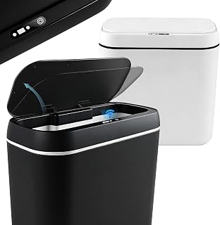 2er Set Mülleimer mit Sensor, 15L Automatischer Mülleimer mit Deckel, Intelligenter Bewegungssensor, Leise Wasserdicht Elektrischer Mülleimer für Büro, Schlafzimmer, Küchen