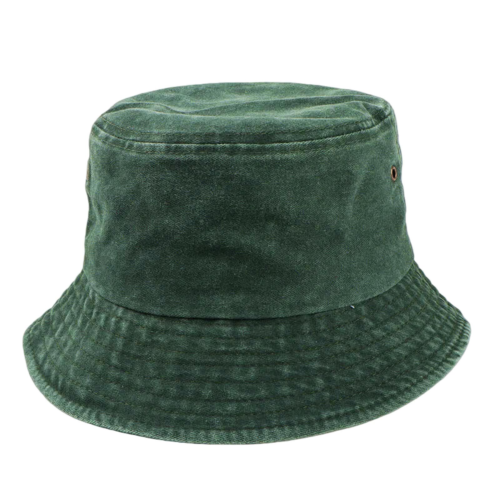 Chapeau de pêcheur rétro lavé bob denim pliable vert armée