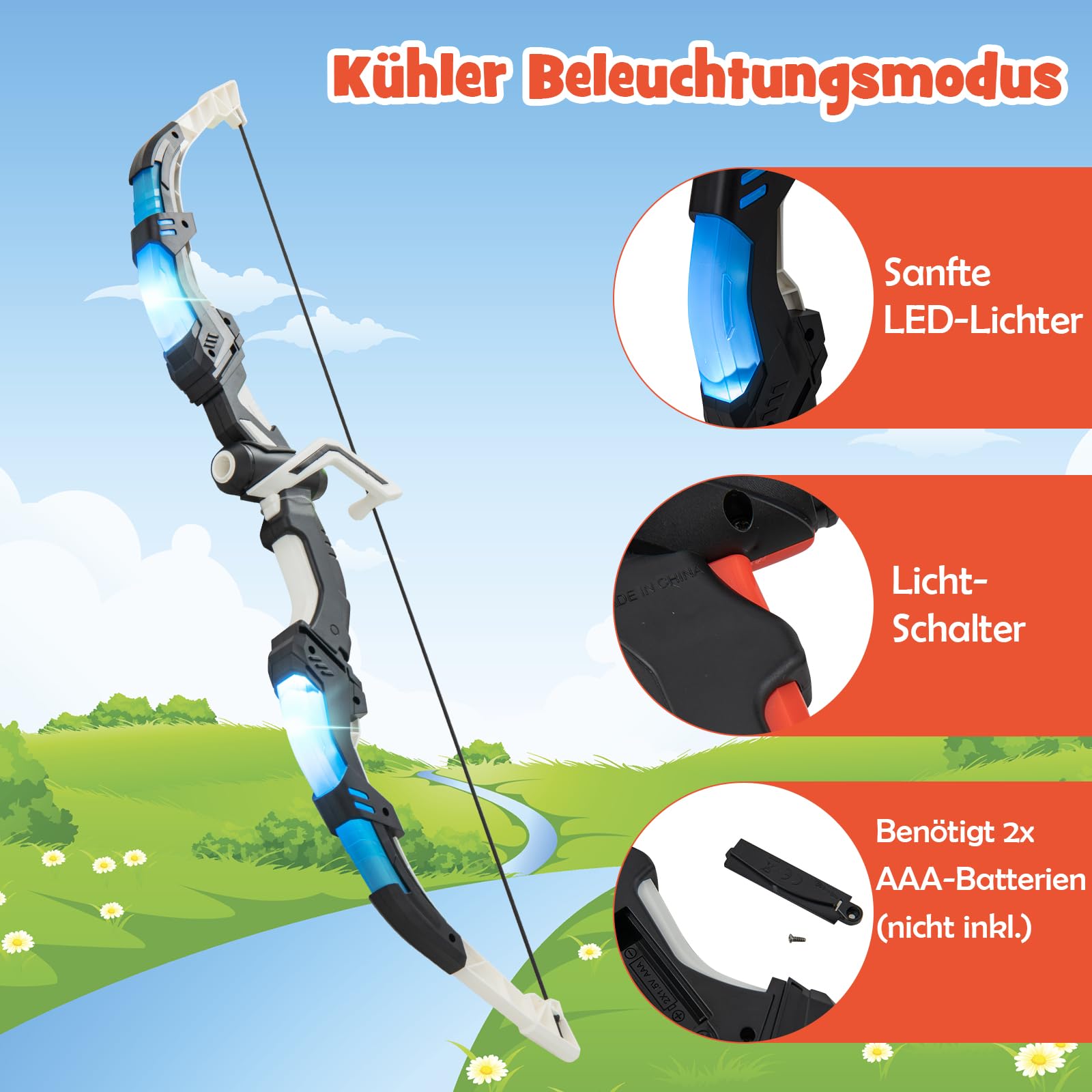 DREAMADE 2 Pack Pfeil und Bogen Spielzeug für Kinder mit LED Leuchten – 2 Bogen & 20 Saugnapfpfeile & 2 in 1 Zielscheibe & 2 Köcher, Bogenschießen Spielzeug Indoor und Outdoor für Jungen Mädchen