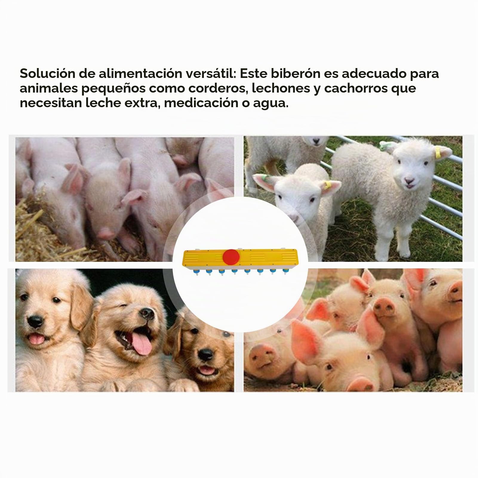 Alimentador De Bebida De Cordero De Silicona, Cubo De Alimentación De Leche para Ganado Montado En La Pared De 10L con 8 Tetinas, Ideal para Lactancia De Animales De Cordero