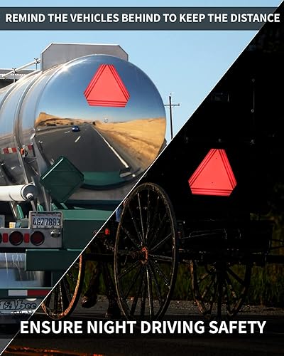 Miniatura 5 de Letrero triangular para vehículo de movimiento lento, letrero SMV para carrito de golf, UTVATVRTV, tractor y equipo agrícola, altamente reflectante