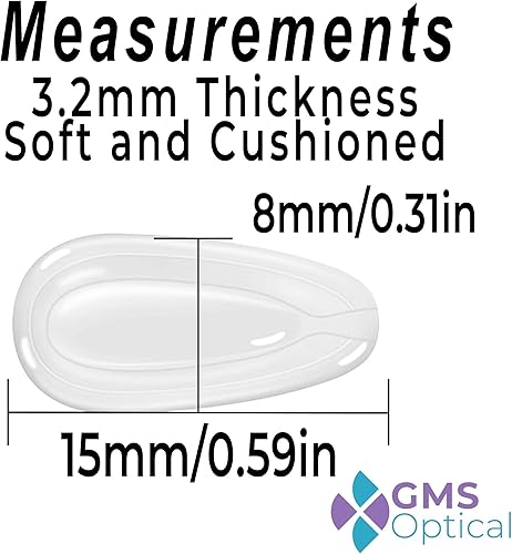 Miniatura 2 de GMS Optical 0.126 in extra grueso  0.591 in longitud media - Bolsa de aire adhesiva de lágrima antideslizante de silicona almohadilla de nariz -