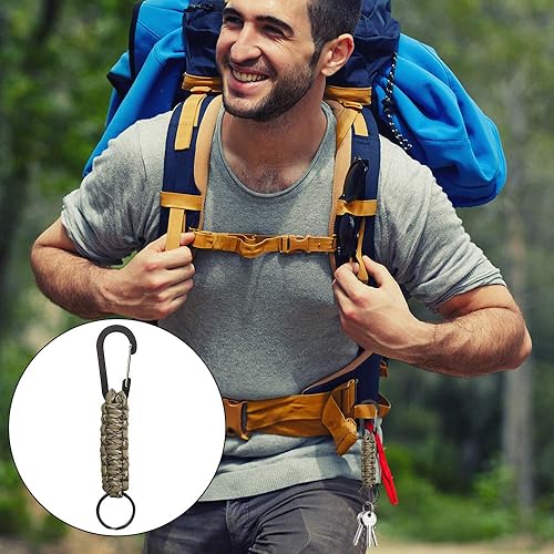 Miniatura 7 de SENHAI 5 llaveros de cuerda de paracaídas con mosquetón, cordón trenzado, clip de gancho para llaves, cuchillo, linterna al aire libre, camping,