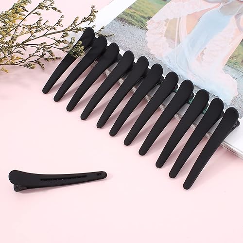 Miniatura 8 de YISSION 12 piezas de pinzas para el pelo para peinar y seccionar, pinzas de cocodrilo mate de 3.1 pulgadas sin arrugas con pico de pato, pasadores