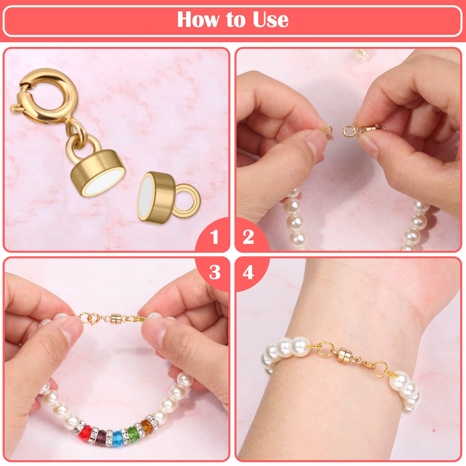 1 ピース磁気クラスプとエクステンダーチェーンブレスレットネックレスジュエリー : MKCYD 8個 磁気ブレスレットクラスプと留め具 安全