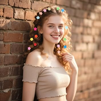JANYUN 50 Pcs Colorful Mini Hair Claw Small Hair Clips Clamps Hair Accessories for Women Decorative Bun Tiny Hair Clips, Assorted Colors