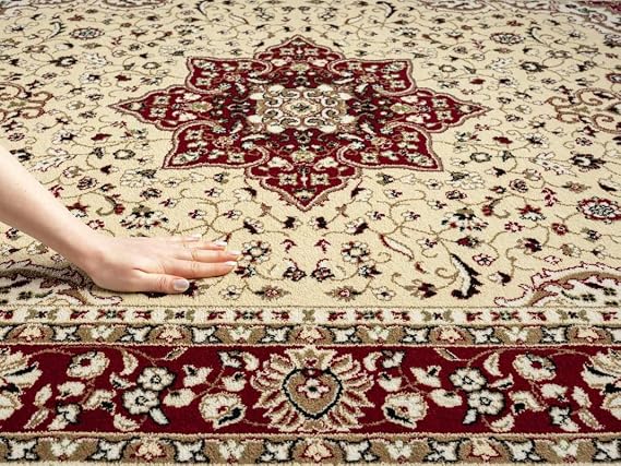 Cozy Haven Heritage Collection Rug – Large Washable Non-slip Carpet for Living Room, Bedroom, Lounge Dining, Kitchen Thick Soft Indoor Floor Rugs (Beige, 120x170 cm)