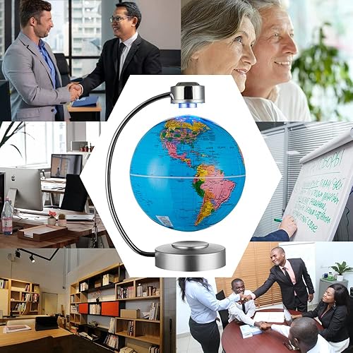 Miniatura 7 de Globo flotante de levitación magnética, soporte de exhibición de globo flotante de 8 pulgadas con luces LED para decoración del hogar y la oficina